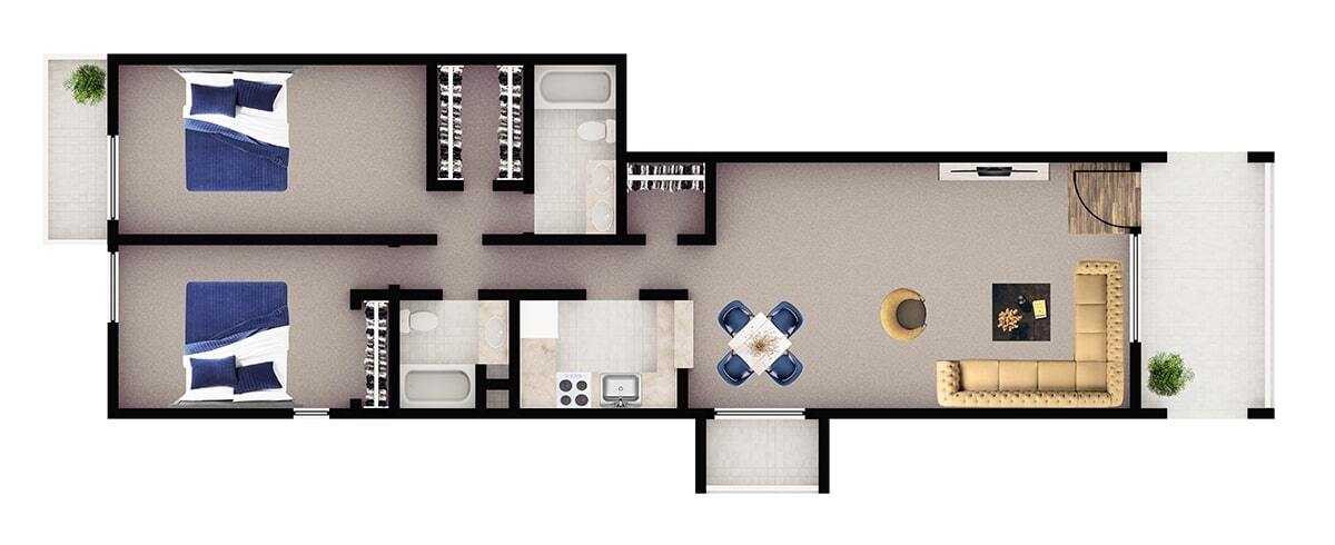 Floor Plan - 2x2 B4