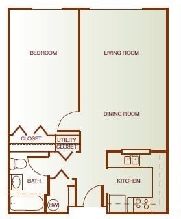 Floor Plan - One-Bedroom
