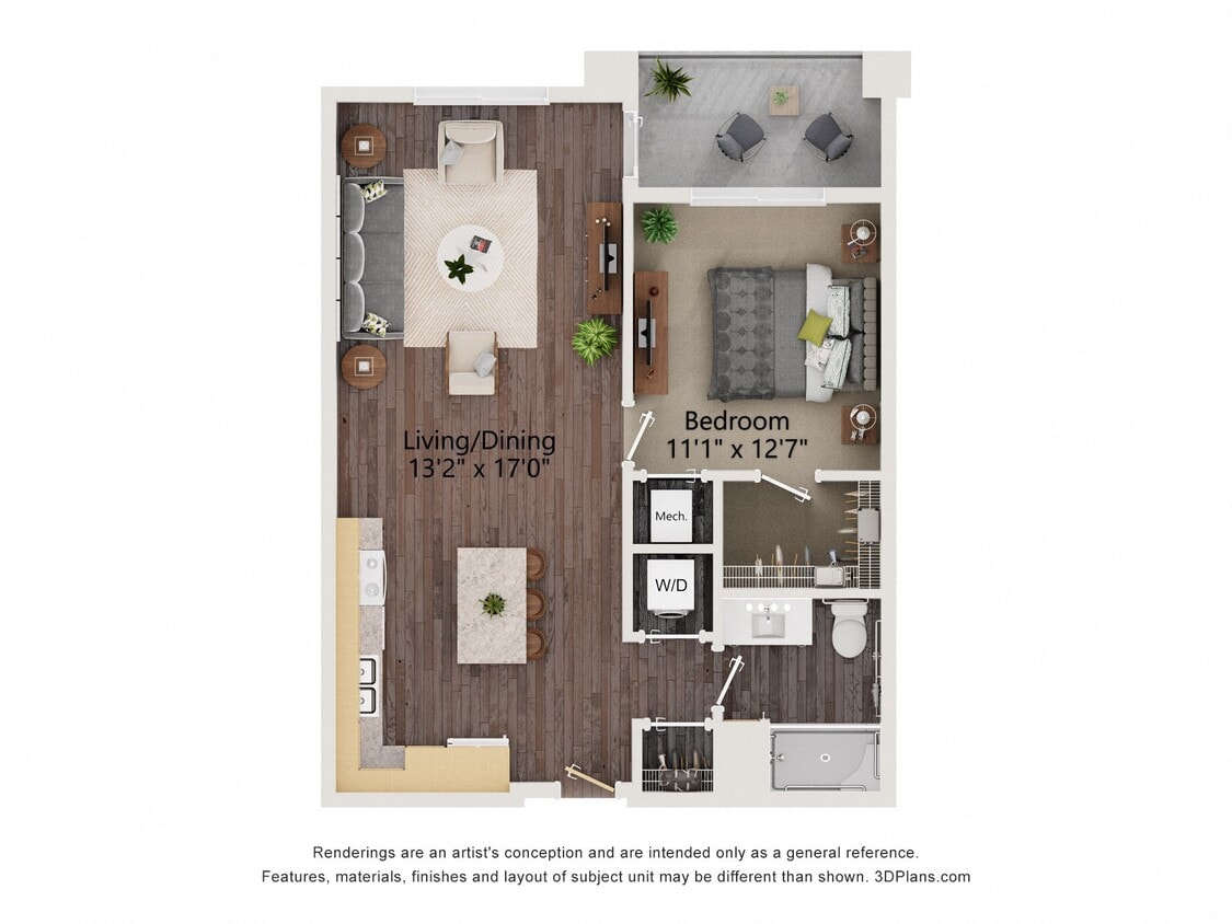 Floor Plan - One Bedroom - 1A