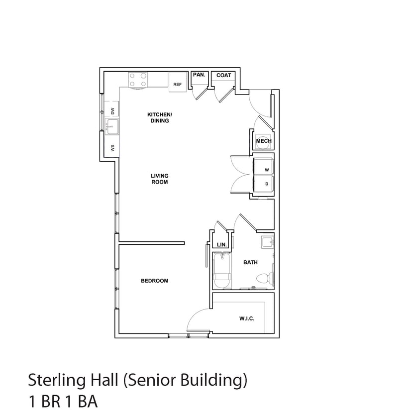 Floor Plan - 1 Bedroom- Sterling Lodge (Senior 62+)