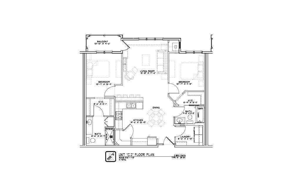 Floor Plan - 2 Bedroom 2 Bathroom - ADA