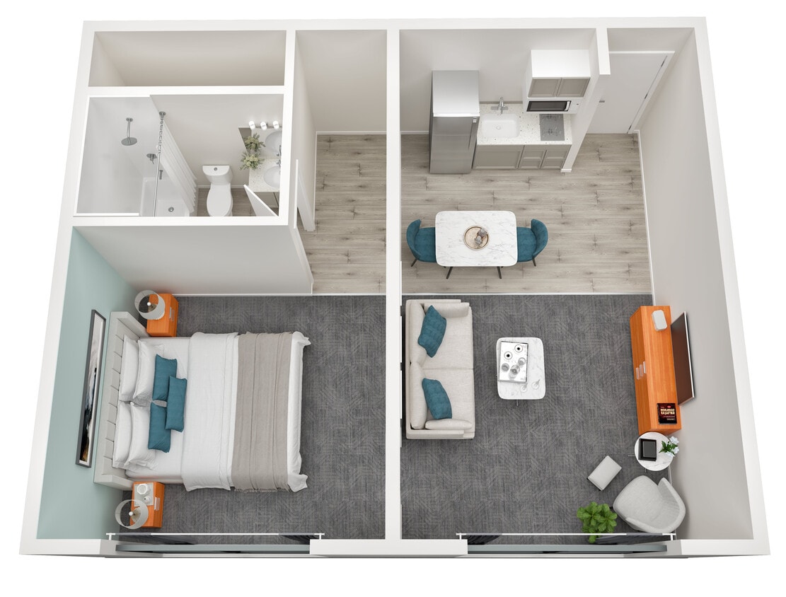 Floor Plan - 1 Bed - Furnished