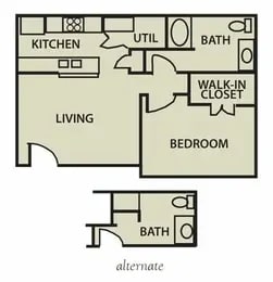 Floor Plan - 2 Beds | 1 Bath 