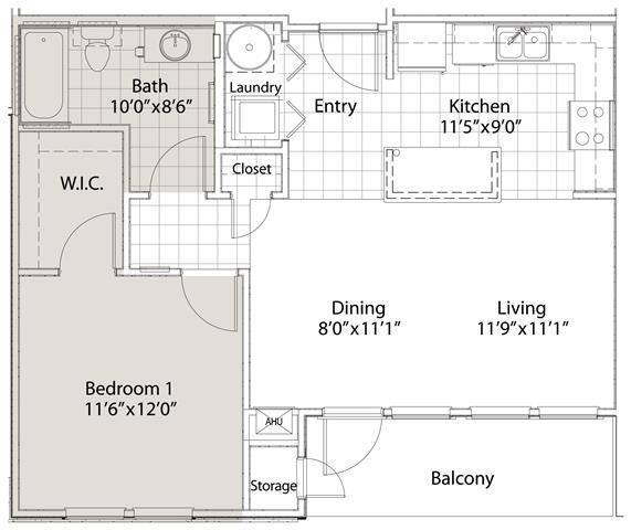 Floor Plan - 1 Bedroom