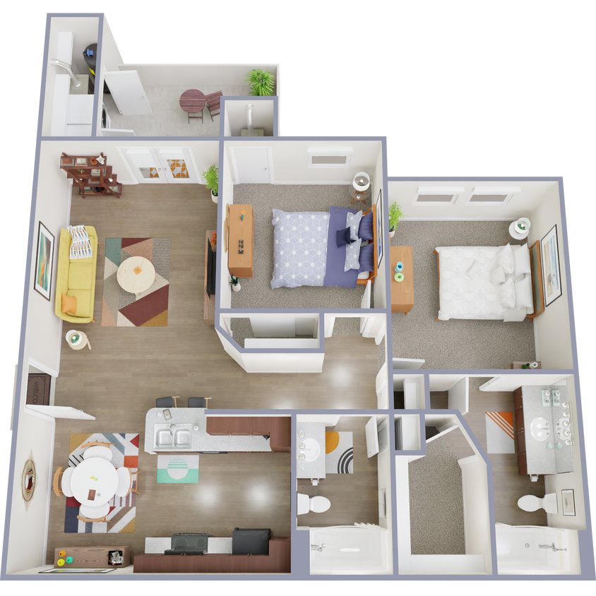 Explore this contemporary apartment layout, designed for style and convenience. - B2EC