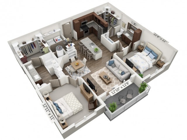 Floor plans are artist’s rendering. All dimensions are approximate. Actual product and specifications may vary in dimension or detail. Not all features are available in every apartment. Prices and availability are subject to change. - Mezzo