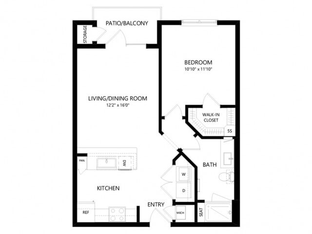 Floor plans are artist’s rendering. All dimensions are approximate. Actual product and specifications may vary in dimension or detail. Not all features are available in every apartment. Prices and availability are subject to change. - A1