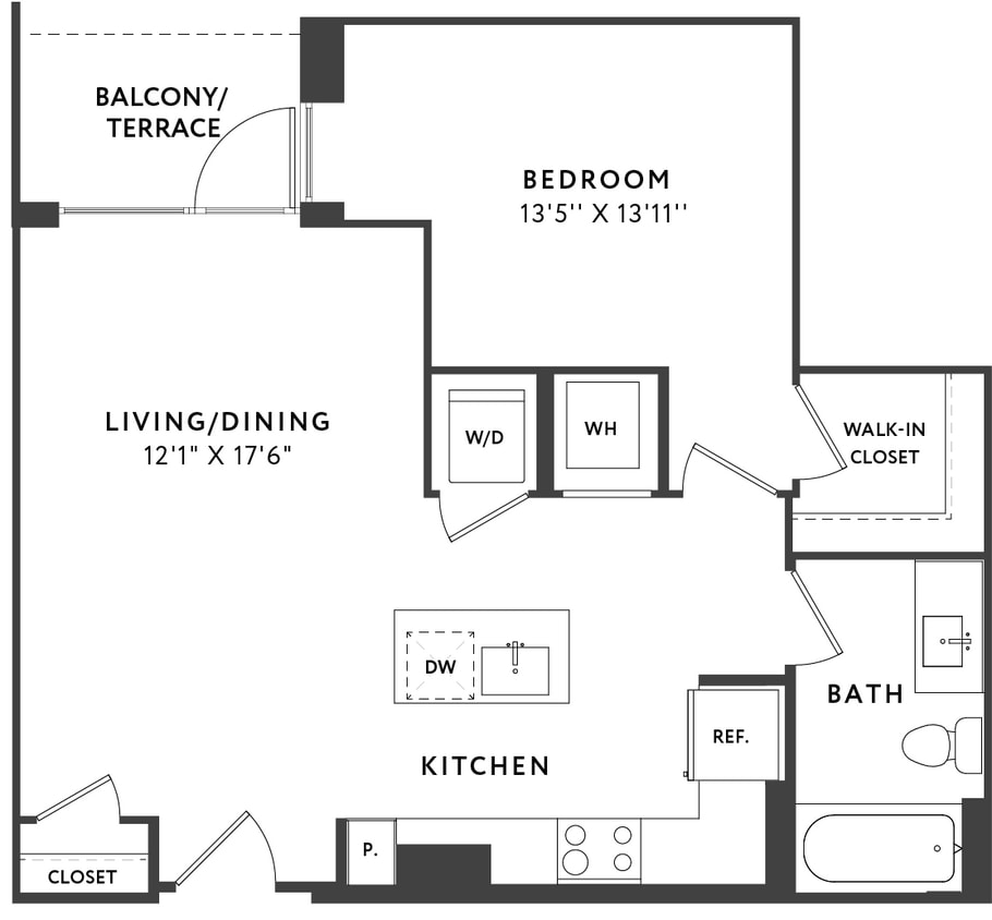 Floor Plan - 1 Bed 1 Bath A08A