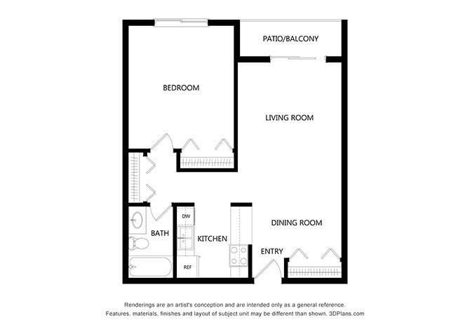 Floor Plan - One Bedroom