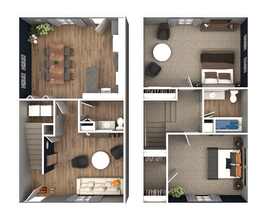 2 Bedroom 1.5 Bathroom Floorplan - 2 Bed 1.5 Bath