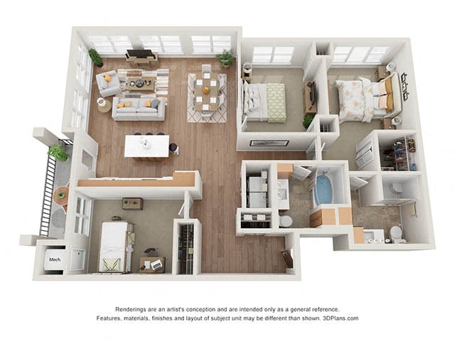 Floor Plan - Three Bedroom - E