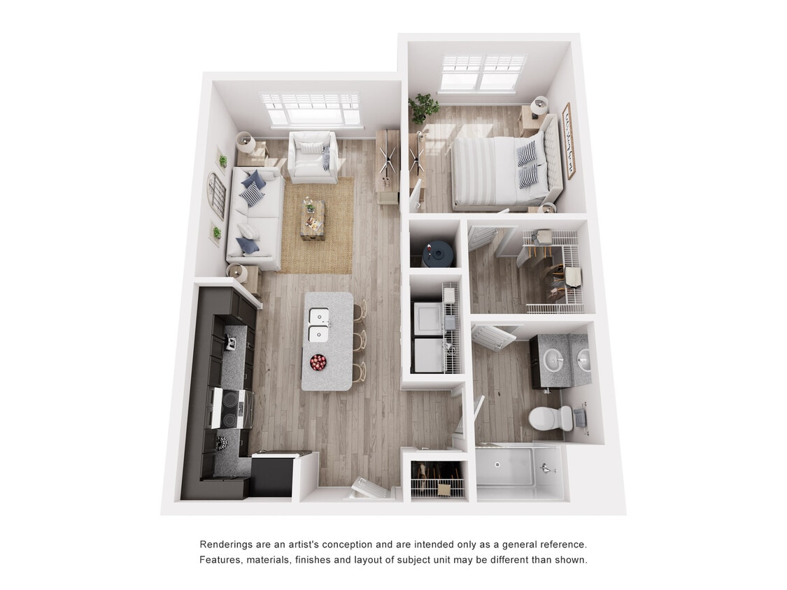 Floor Plan - 1 Bed 650 sf