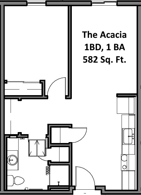 Acacia 1x1 Floorplan - Acacia
