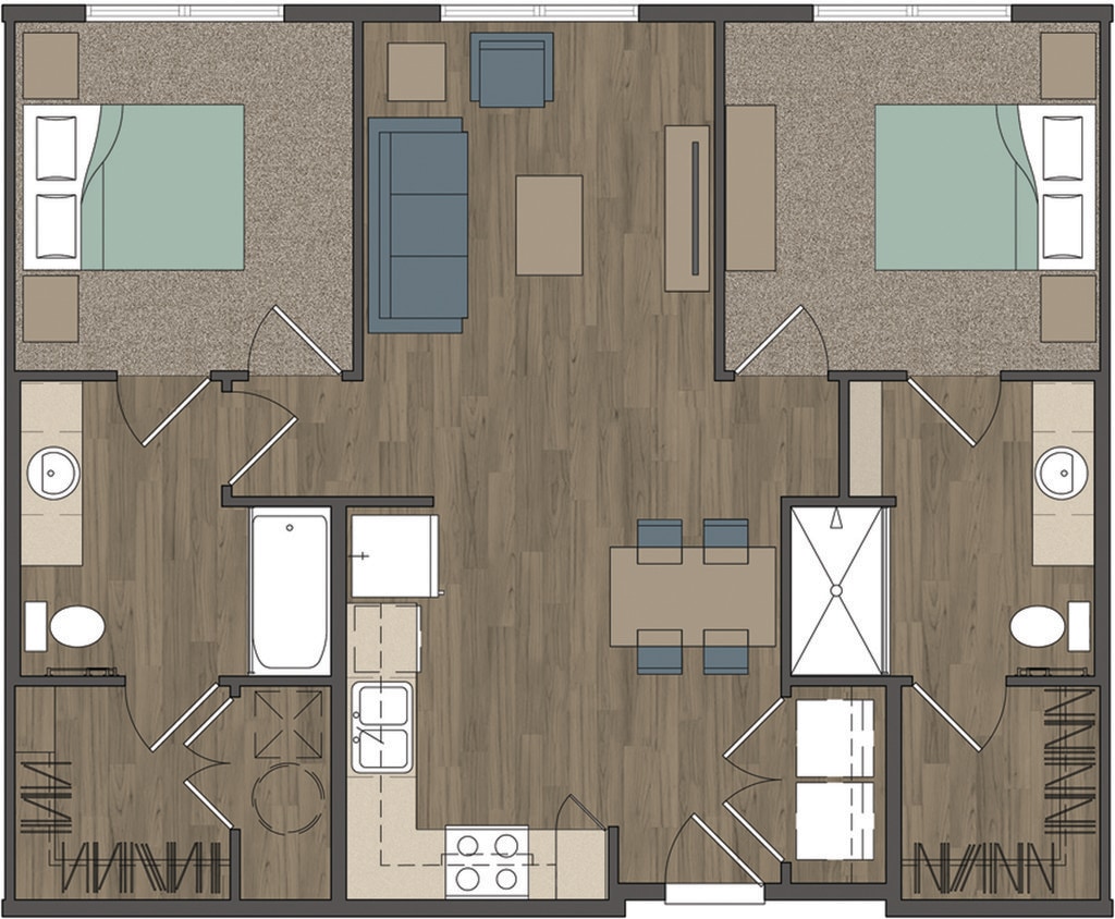 Floor Plan - 2 Bedroom | 2 Bathroom