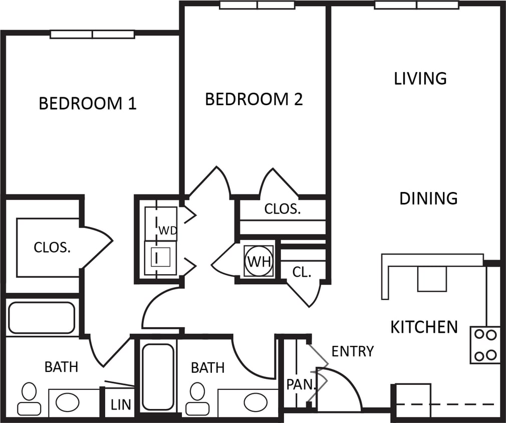 Floor Plan - 2 Bedroom | 2 Bath