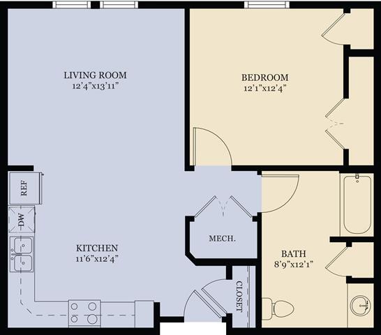 Floor Plan - 1 Bedroom