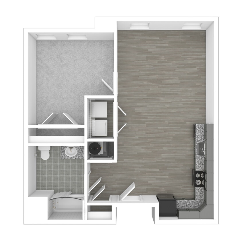1A Accessible Bathtub 3D Unfurnished - 1A Accessible w/Bathtub