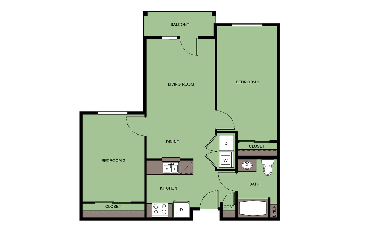 Floor Plan - 2 Bed 1 Bath  B3