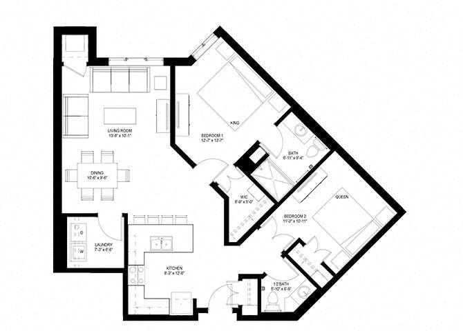 Floor Plan - Two Bedroom - F