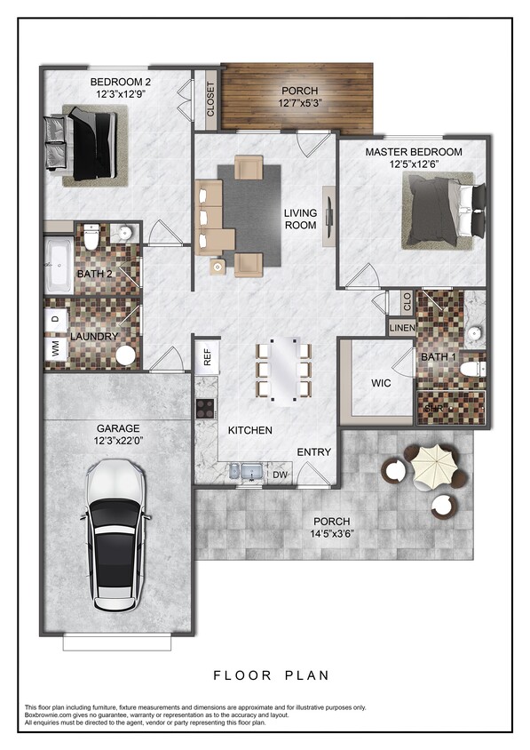 Floor Plan - 2 Bedroom - 1 Car Garage