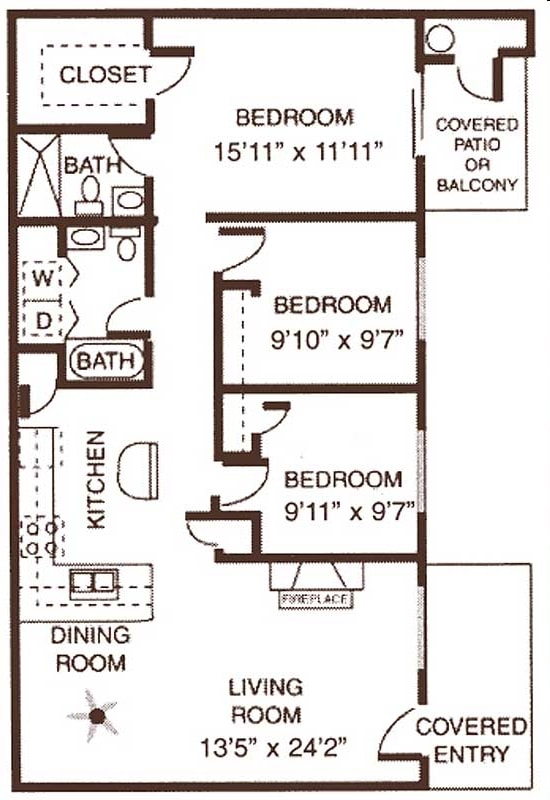 3BR/2BA - Three Bedroom Two Bathroom