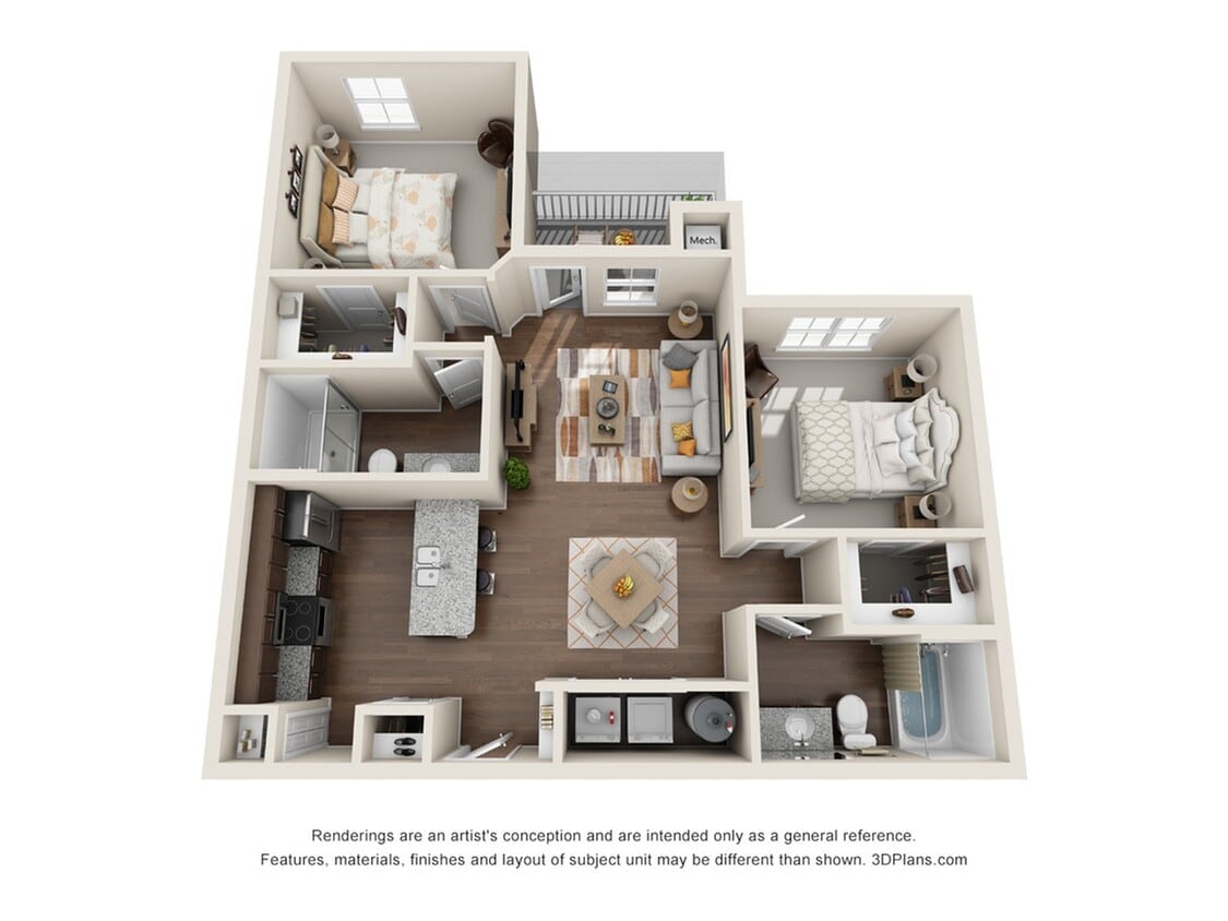 b1 - 2 bedroom/2 bath 1