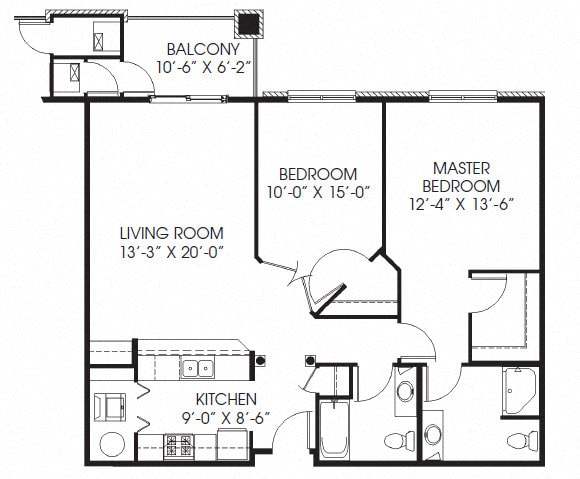 Floor Plan - Millennium - 2 Bed, 2 Bath (B)