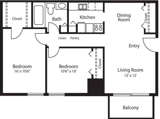 Floor Plan - The Gardens  2 Bedrooms