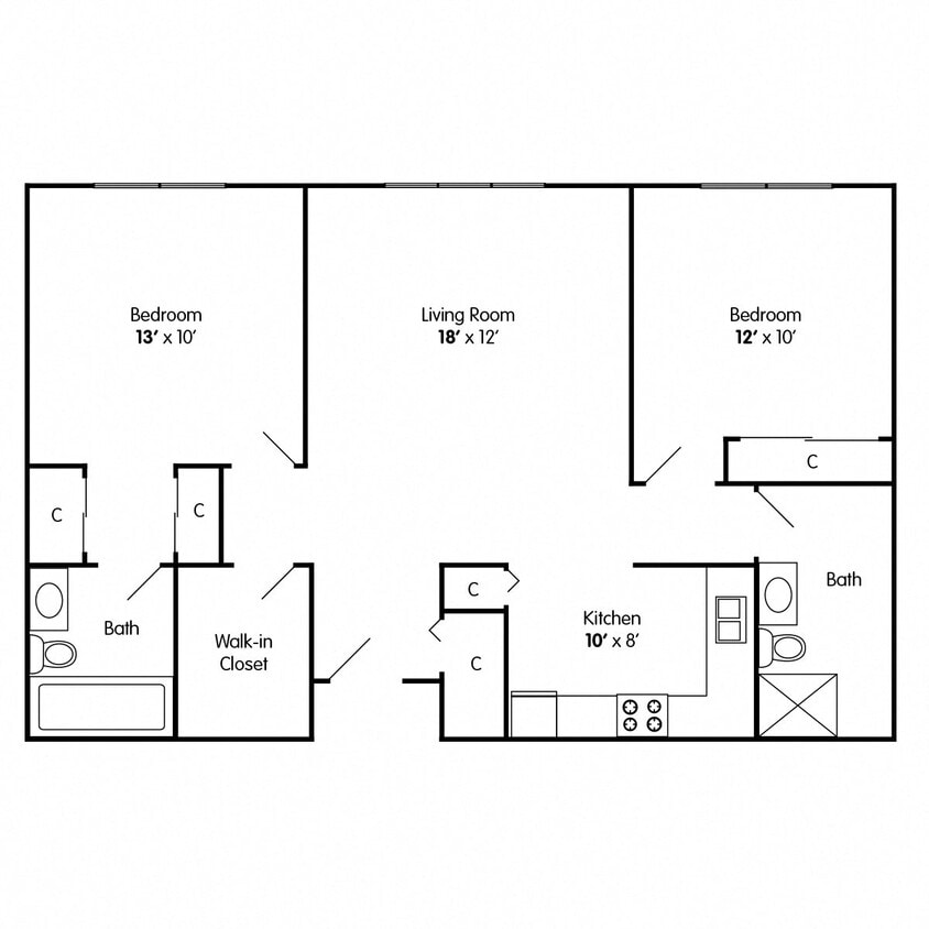 Floor Plan - Two Bedroom Apartment.
