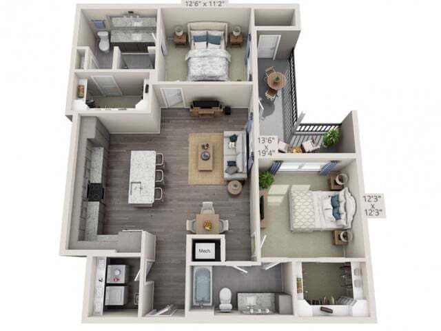 Floor plans are artist’s rendering. All dimensions are approximate. Actual product and specifications may vary in dimension or detail. Not all features are available in every apartment. Prices and availability are subject to change. - B3
