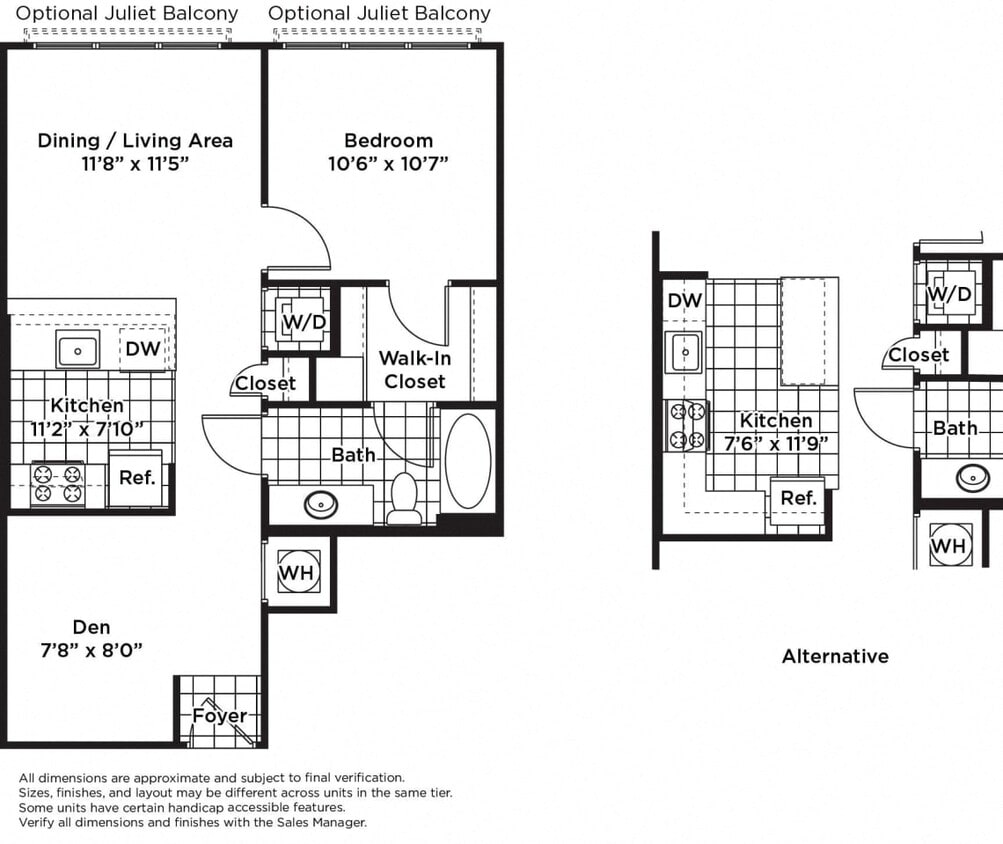 Floor Plan - 1 Bedroom 1 Bath + Den - AD2 Affordable 60%