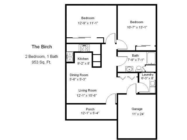 The Birch - 2 Bedroom 1 Bathroom