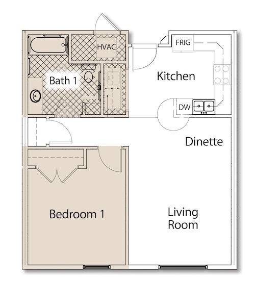1BR/1BA - One  Bedroom