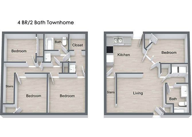 Floor Plan - Four Bedroom Townhome