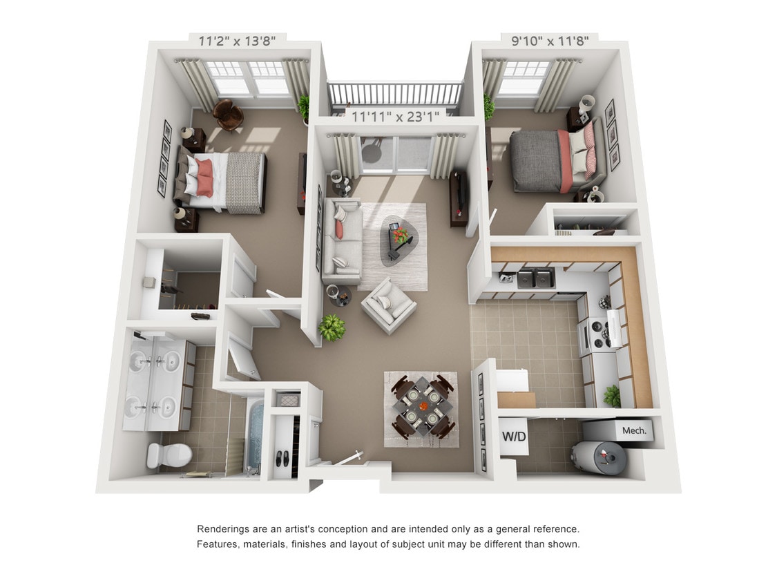 Floor Plan - 2 Bedroom 1 Bathroom