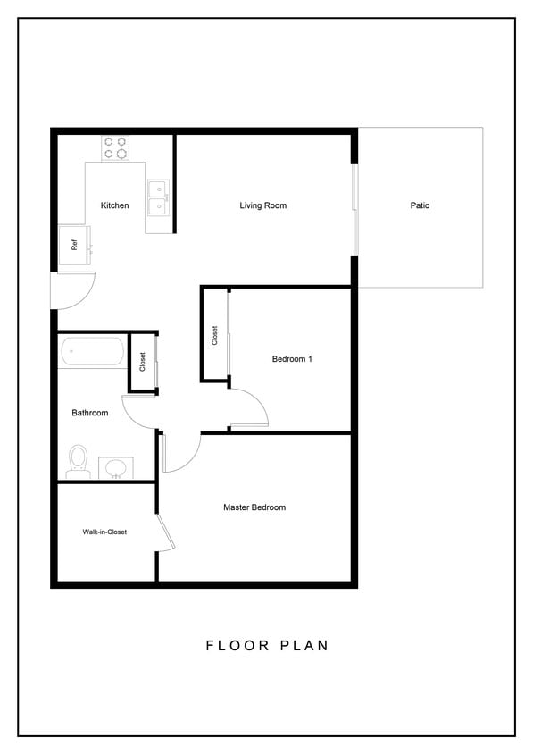 Floor Plan - Two Bedroom, One Bathroom