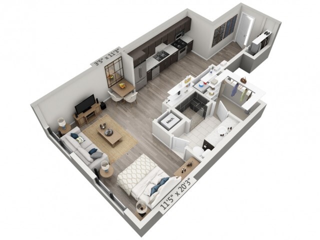 Floor plans are artist’s rendering. All dimensions are approximate. Actual product and specifications may vary in dimension or detail. Not all features are available in every apartment. Prices and availability are subject to change. - E1