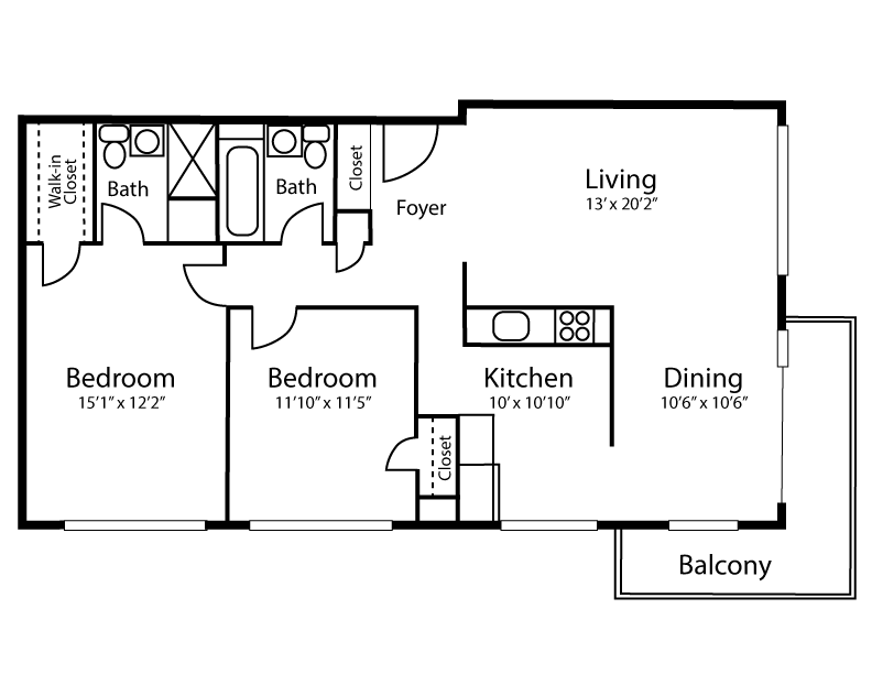 Floor Plan - 2 Bedroom 2 Bathroom