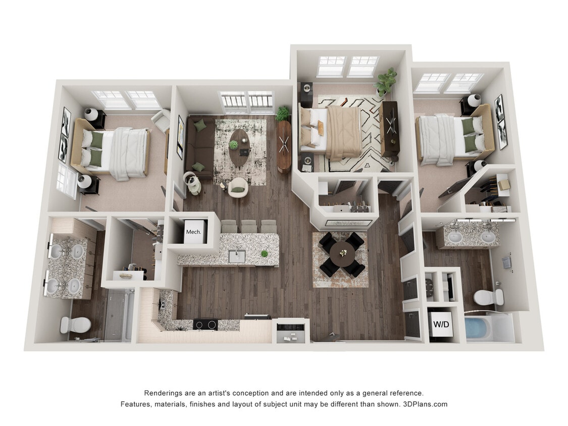 Carolina 1206 sq ft 3BR - The Carolina