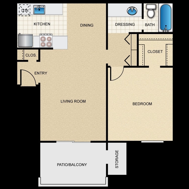 1BR/1BA - A2