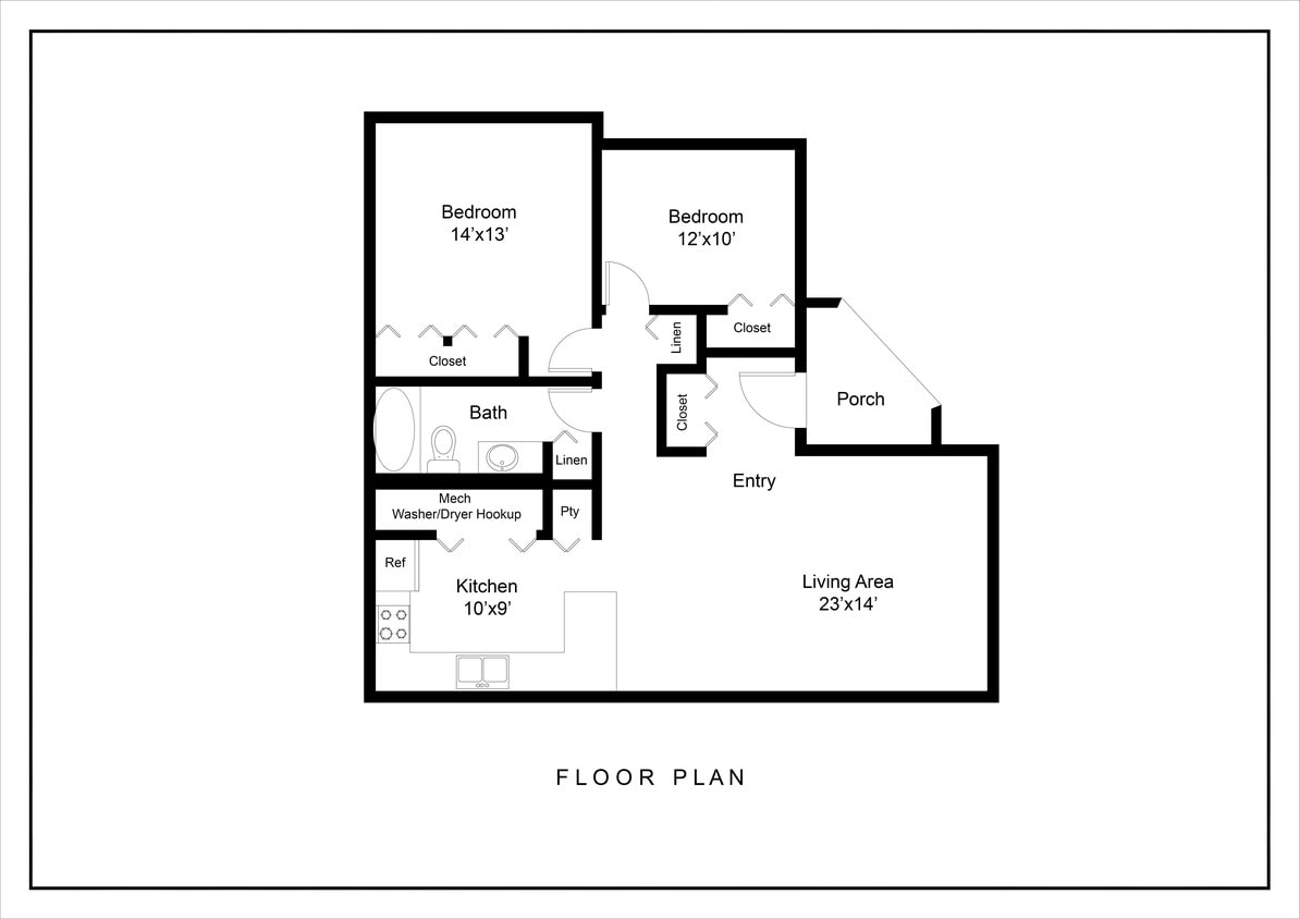 Floor Plan - 2 Bedroom + Attached Garage