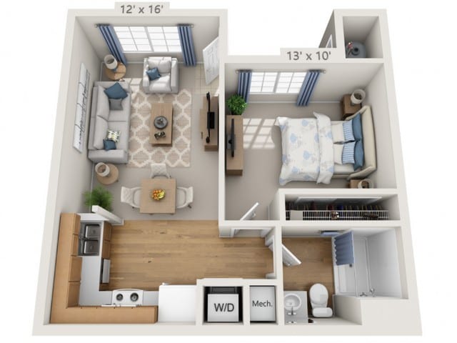 Floor plans are artist’s rendering. All dimensions are approximate. Actual product and specifications may vary in dimension or detail. Not all features are available in every apartment. Prices and availability are subject to change. - Buffet