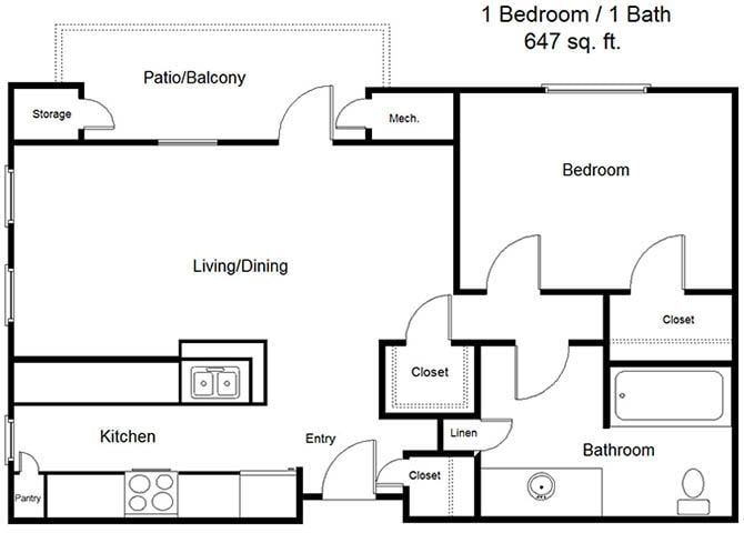 Floor Plan - One Bedroom B