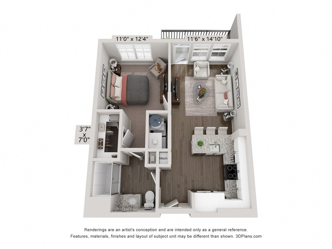 Floor Plan - A1 - Indigo 1X1
