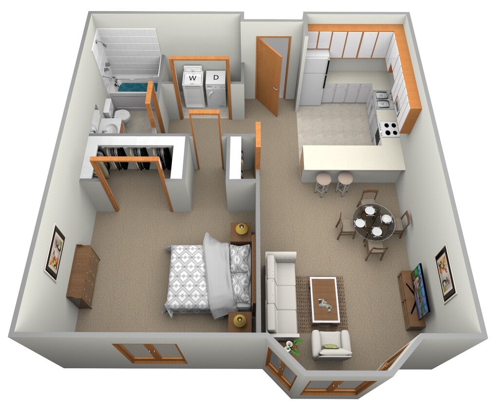 Floor Plan - 1 Bed, 1 Bath