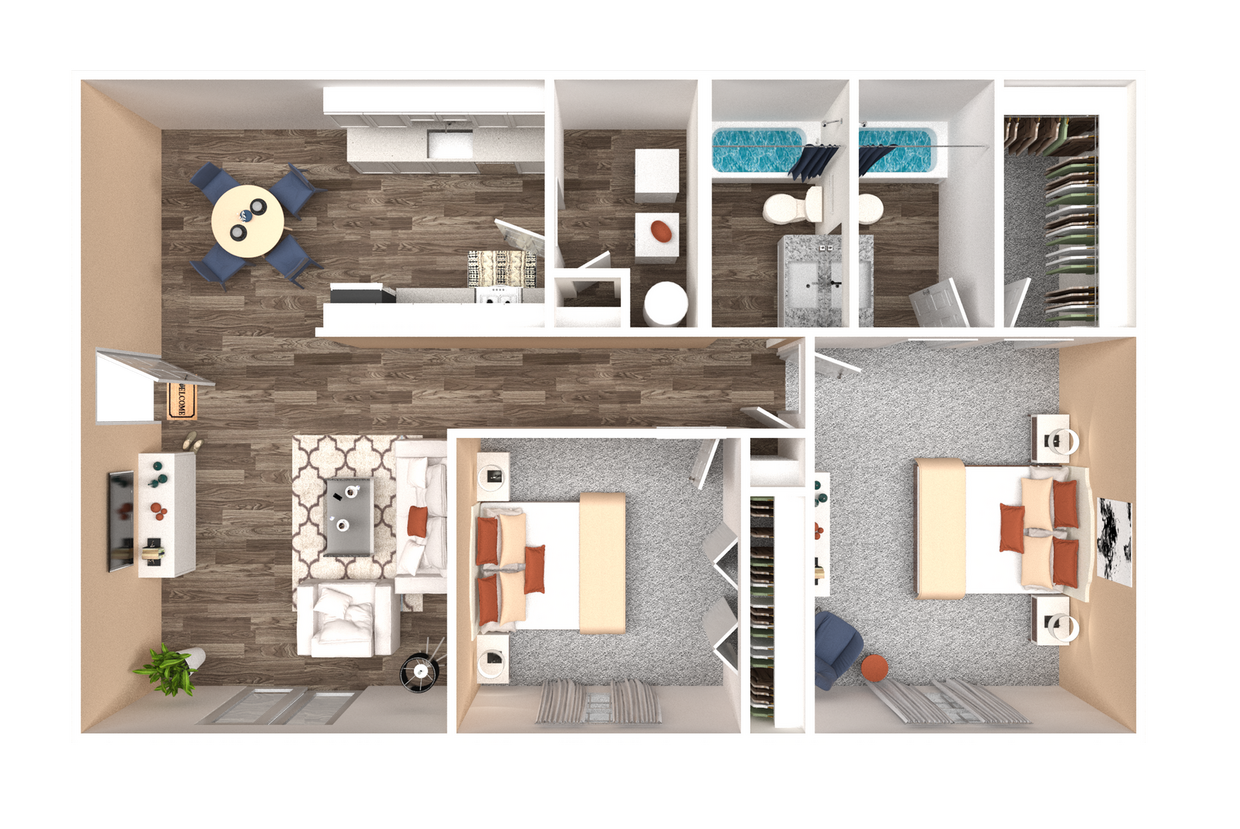 Two Bedroom Two Bathroom - Wesley 2 Bedroom 2 Bath
