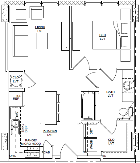 Floor Plan - 1 Bedroom 1 Bath