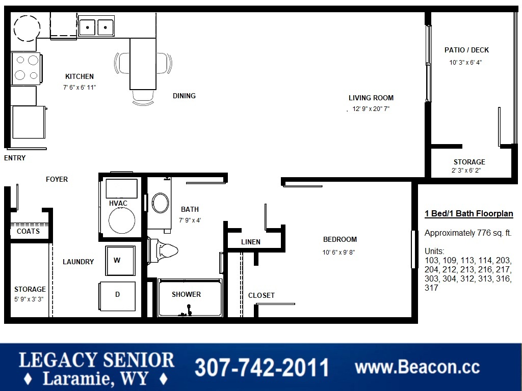 Floor Plan - 1x1 50/55% TC TypeA