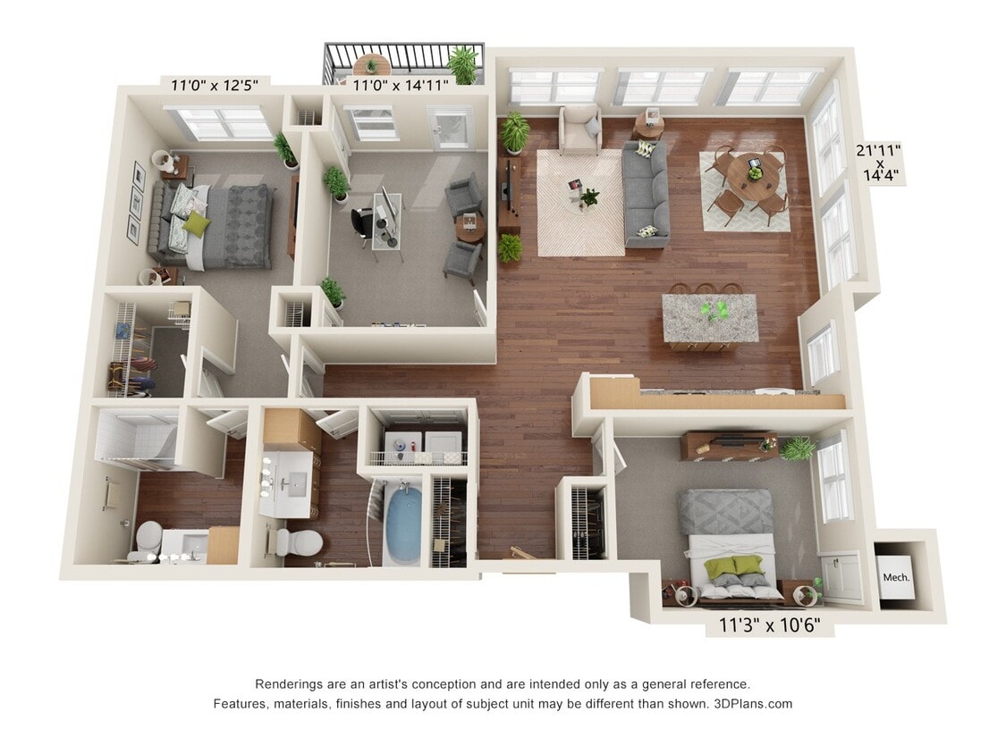 Floor Plan - Three Bedroom - B