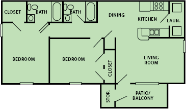Floor Plan - 2 Bedroom Two Bathroom